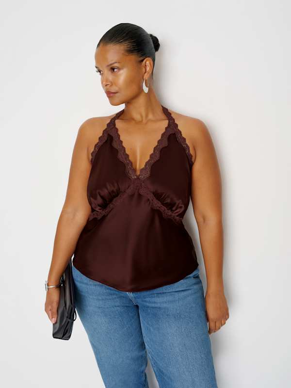 Monica Silk Top Es - Mahogany