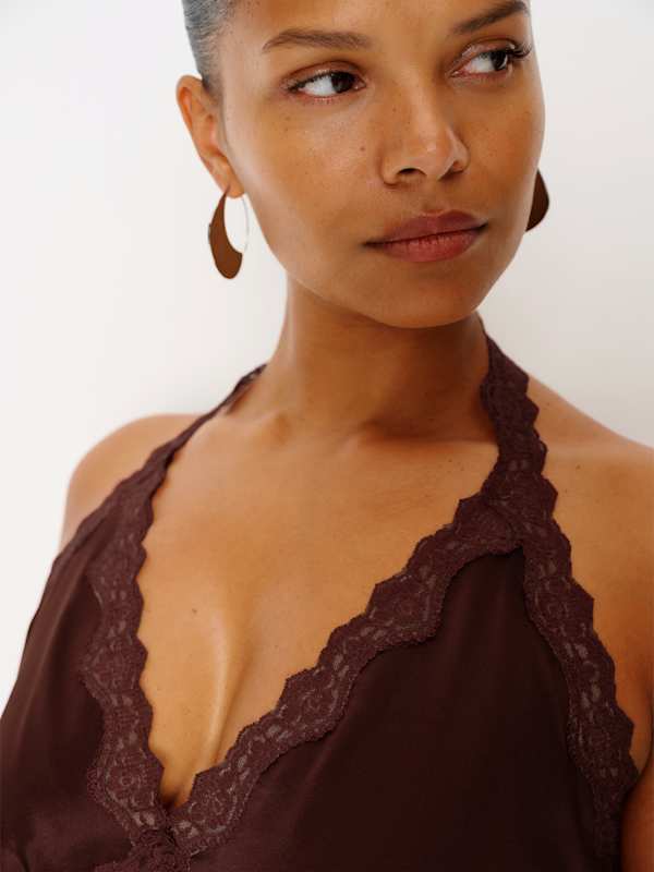 Monica Silk Top Es - Mahogany