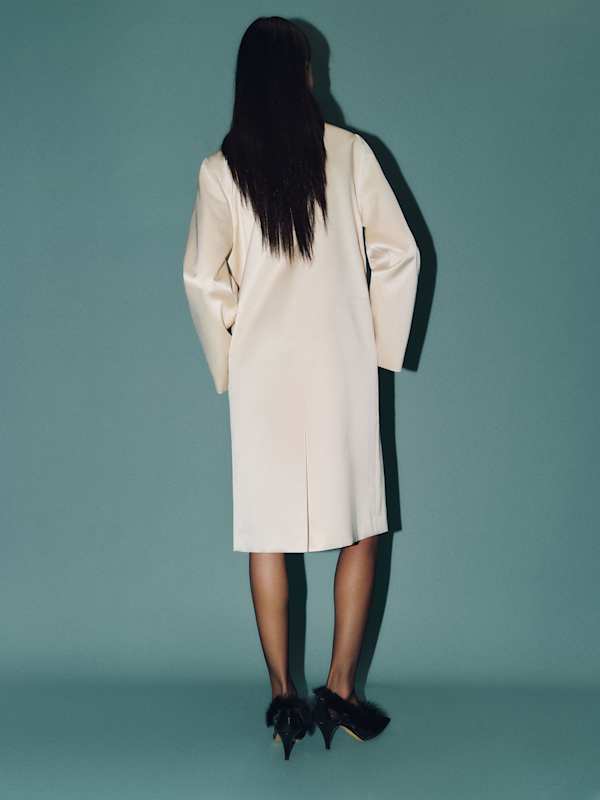 Stella Satin Coat - Almond