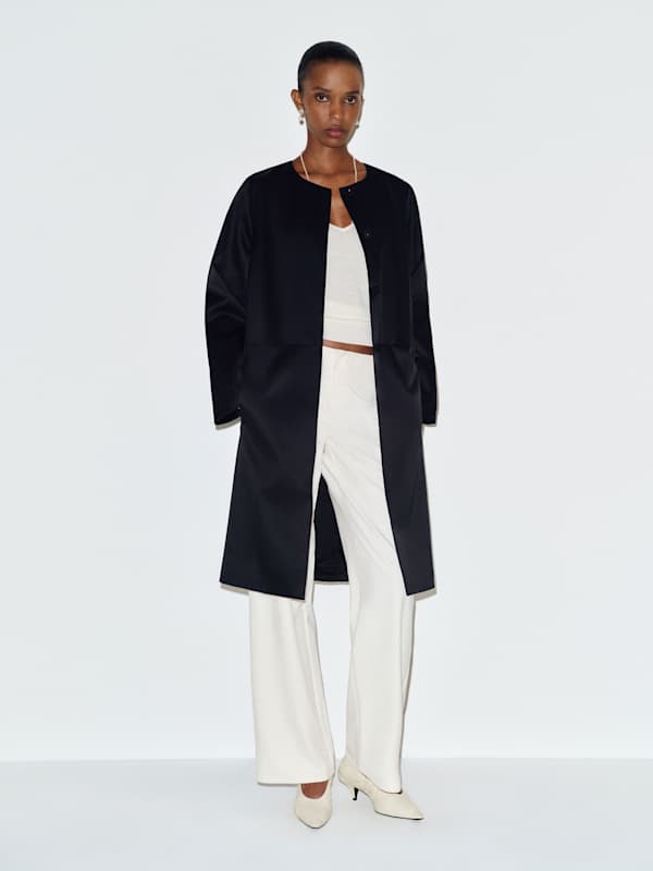 Stella Satin Coat - Black