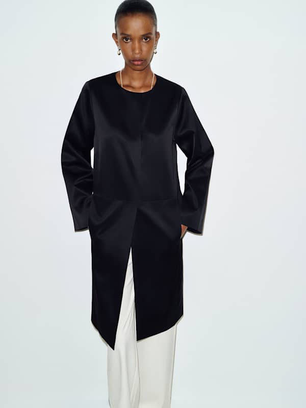 Stella Satin Coat - Black