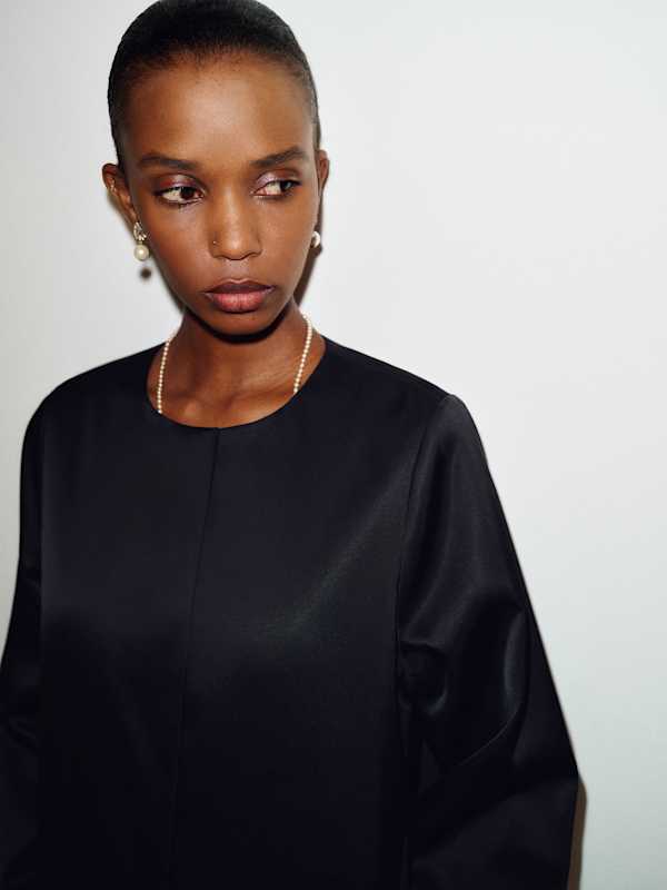 Stella Satin Coat - Black
