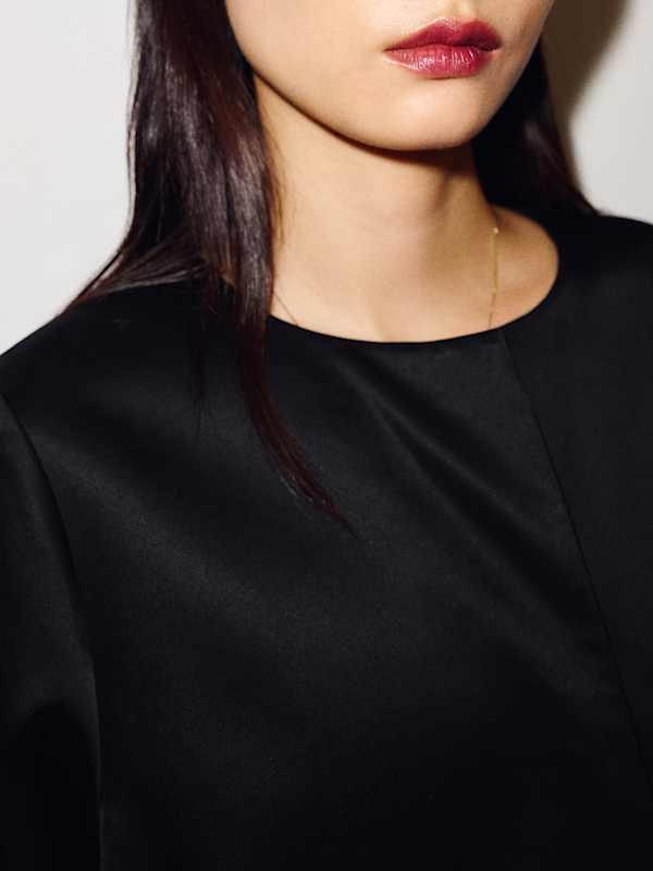Stella Satin Coat - Black