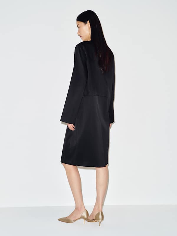 Stella Satin Coat - Black