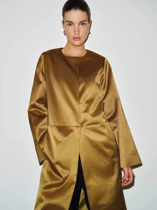 Stella Satin Coat - Citrine