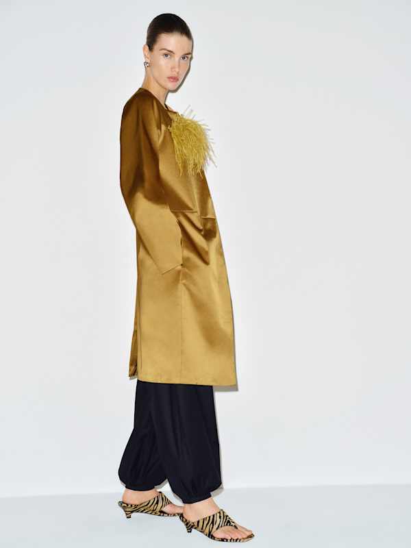 Stella Satin Coat - Citrine