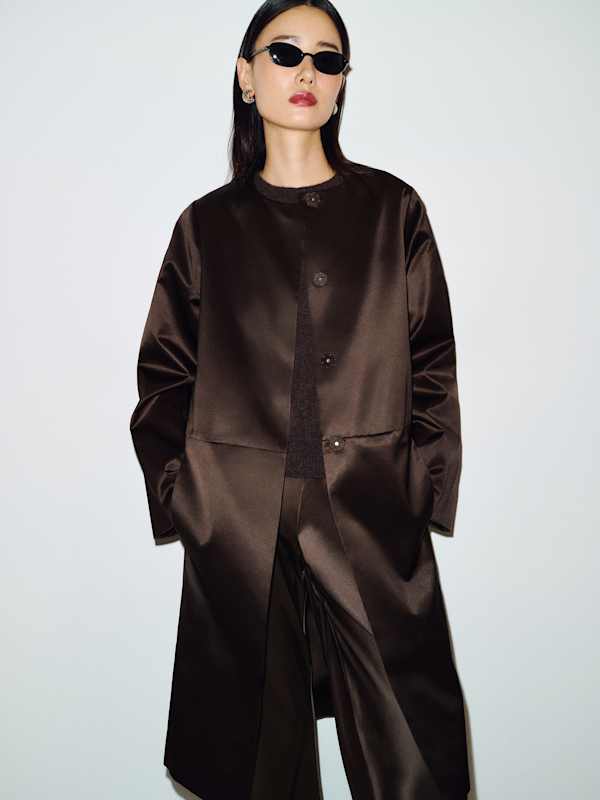 Stella Satin Coat - Mole