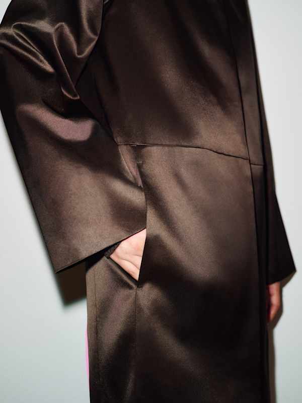 Stella Satin Coat - Mole