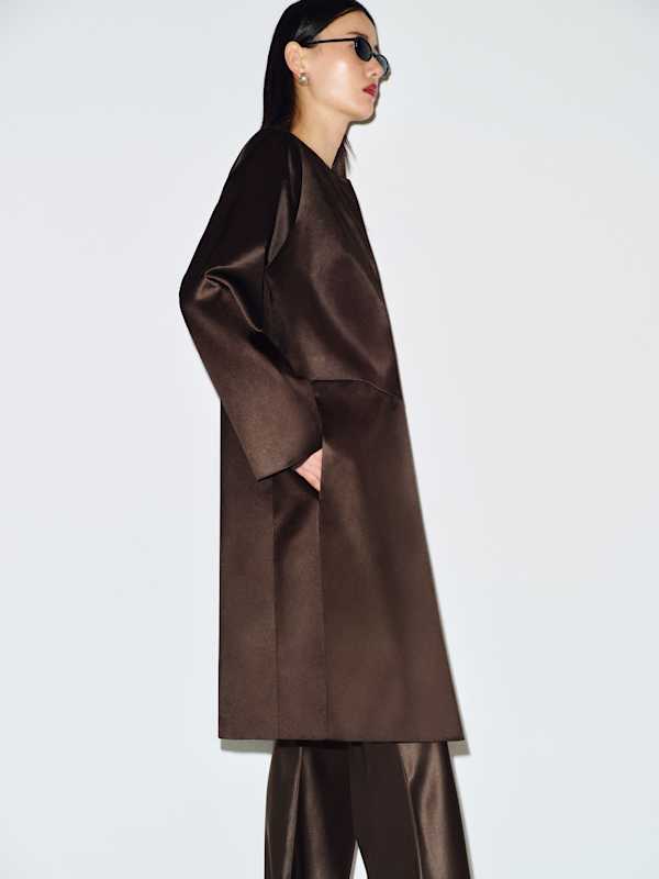 Stella Satin Coat - Mole