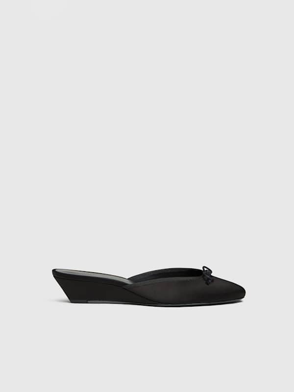Tilda Heeled Mule - Black Satin