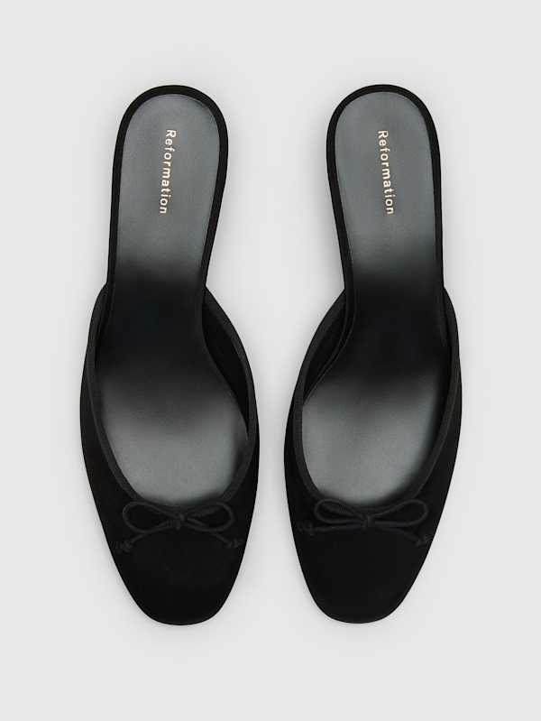 Tilda Heeled Mule - Black Satin