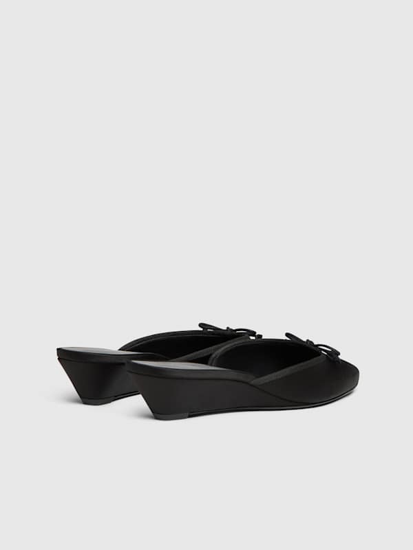 Tilda Heeled Mule - Black Satin