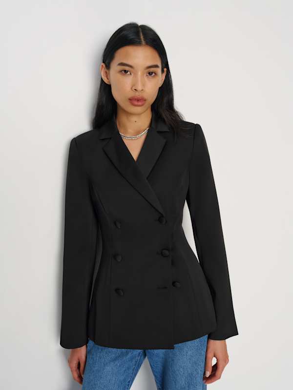 Caden Satin Blazer - Black