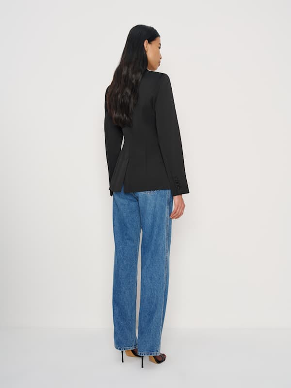 Caden Satin Blazer - Black