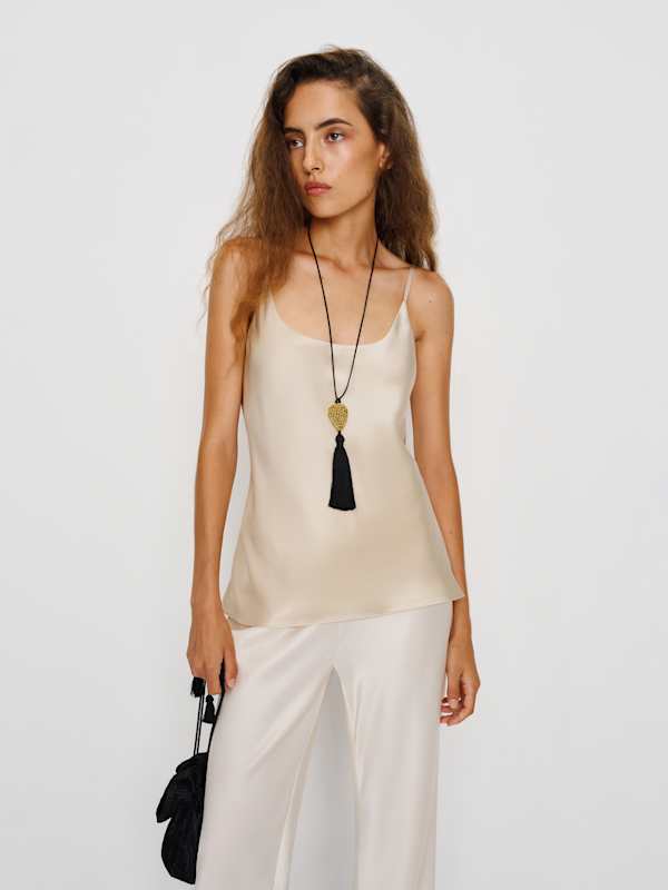 Lila Silk Top - Almond