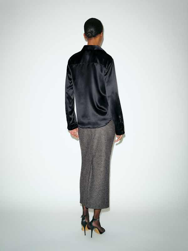 Alfie Relaxed Silk Shirt - Black