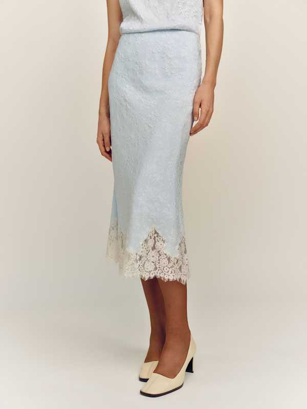 Carolina Skirt - Sky Blue Jacquard