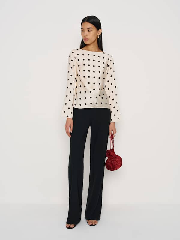 Marlow Silk Top - Sundae Dot