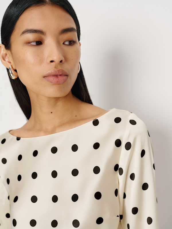 Marlow Silk Top - Sundae Dot