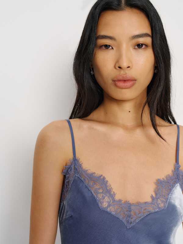 Angele Velvet Dress - Cornflower