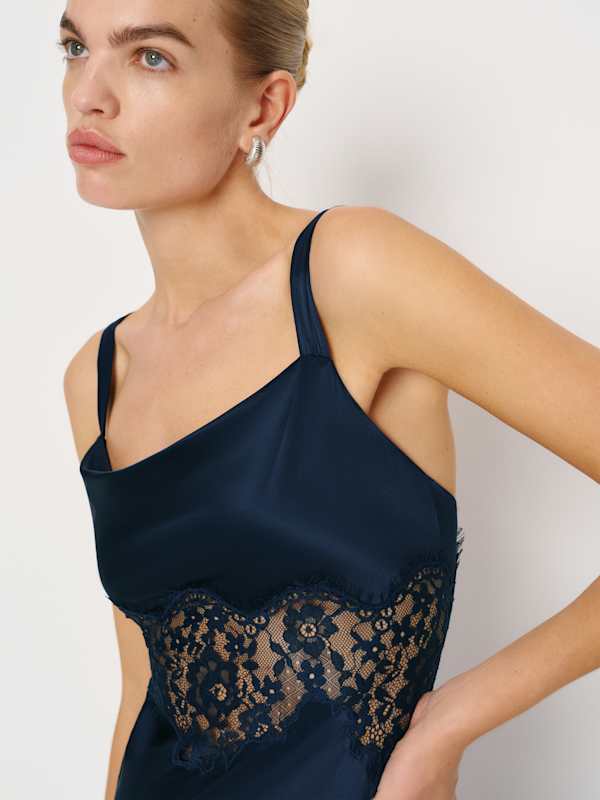 Evelyne Silk Dress - Navy