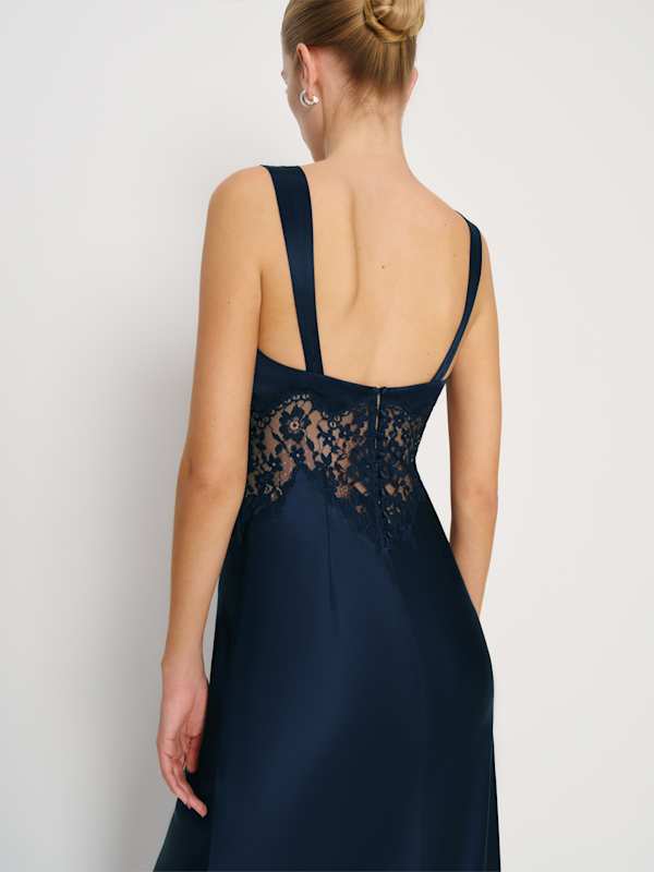 Evelyne Silk Dress - Navy