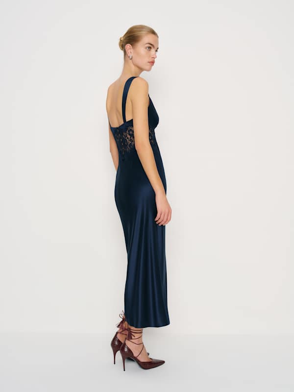 Evelyne Silk Dress - Navy