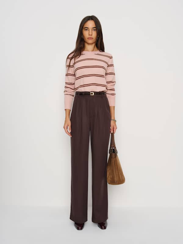 Nikki Cashmere Crew - Cherry Blossom Chocolate Cake Stripe