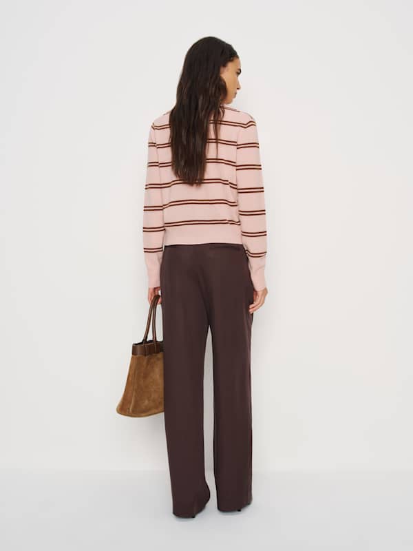 Nikki Cashmere Crew - Cherry Blossom Chocolate Cake Stripe