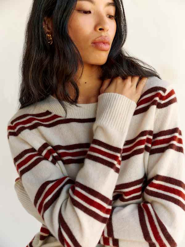 Nikki Cashmere Crew - Gossamer Multi Stripe