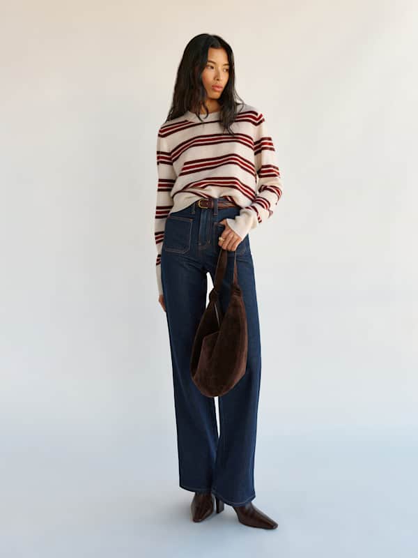 Nikki Cashmere Crew - Gossamer Multi Stripe