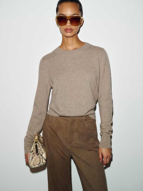 Nikki Cashmere Crew - Oatmeal