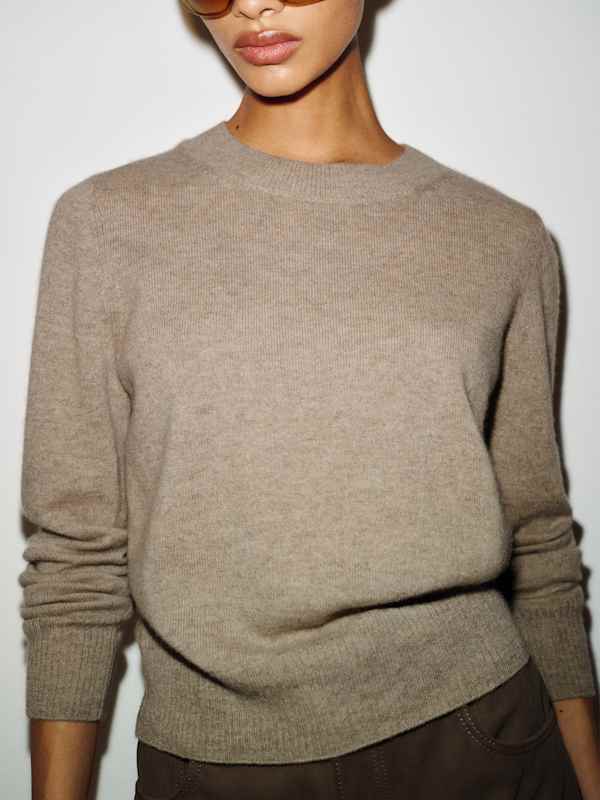 Nikki Cashmere Crew - Oatmeal
