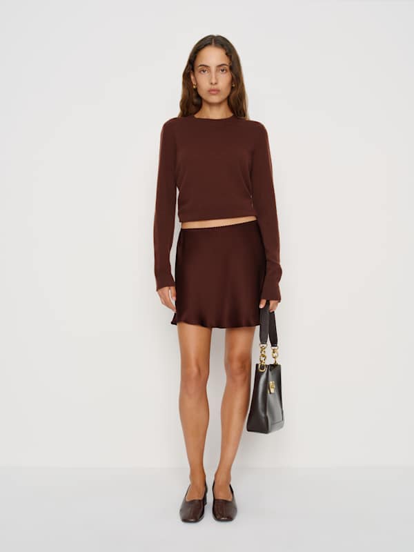 Brandy Silk Skirt - Mahogany