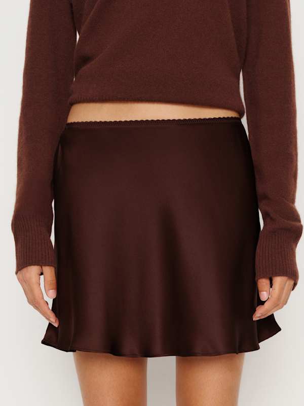 Brandy Silk Skirt - Mahogany