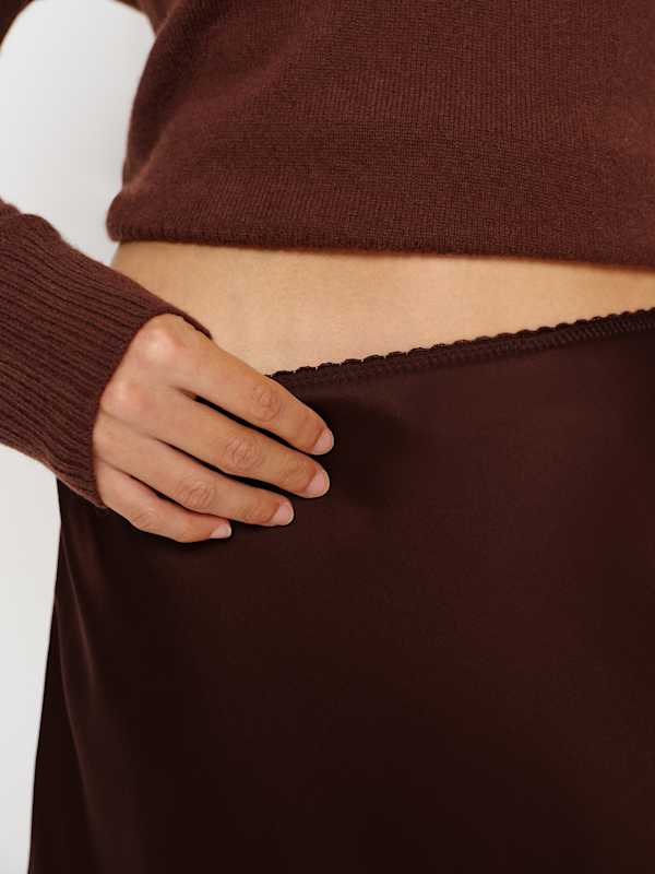 Brandy Silk Skirt - Mahogany