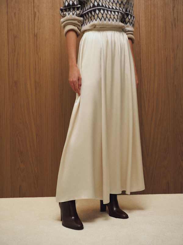 Gemma Silk Skirt - Almond