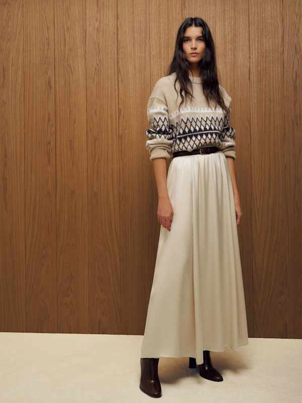 Gemma Silk Skirt - Almond