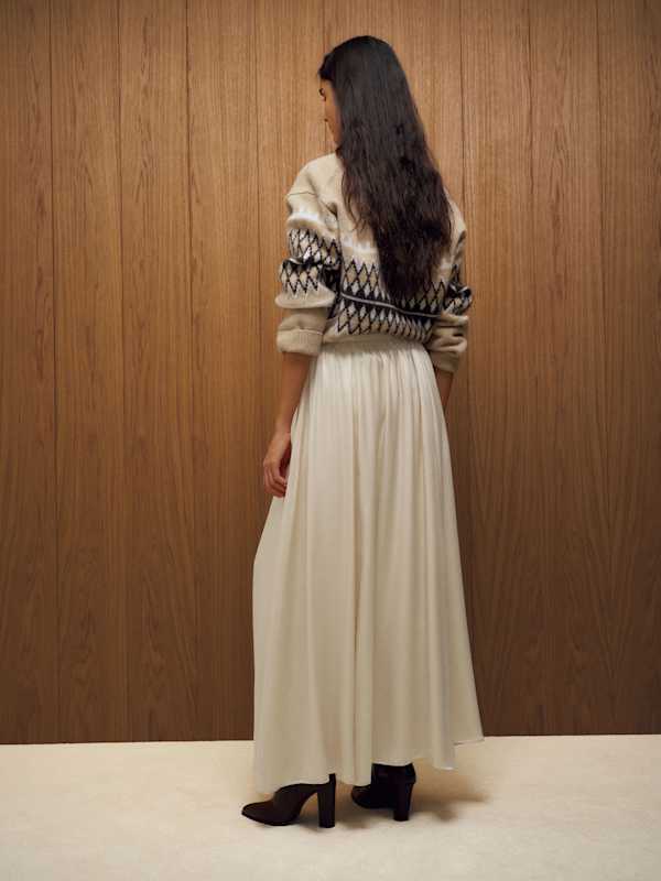 Gemma Silk Skirt - Almond