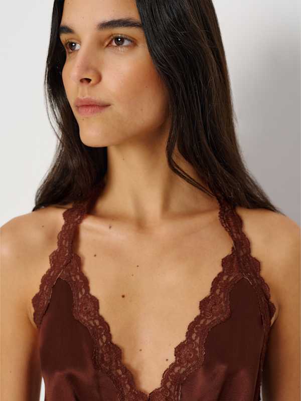 Monica Silk Dress - Mahogany