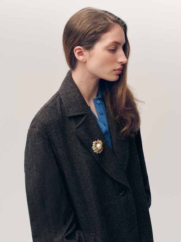 Wyatt Coat - Charcoal Herringbone