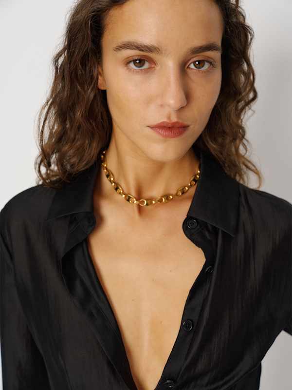 Raya Fitted Shirt - Sheer Black