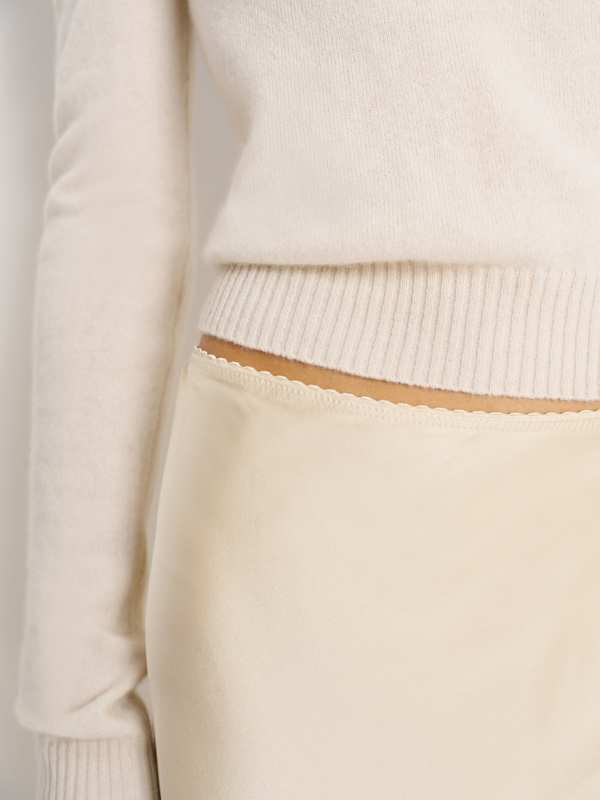 Layla Silk Knee Length Skirt - Almond