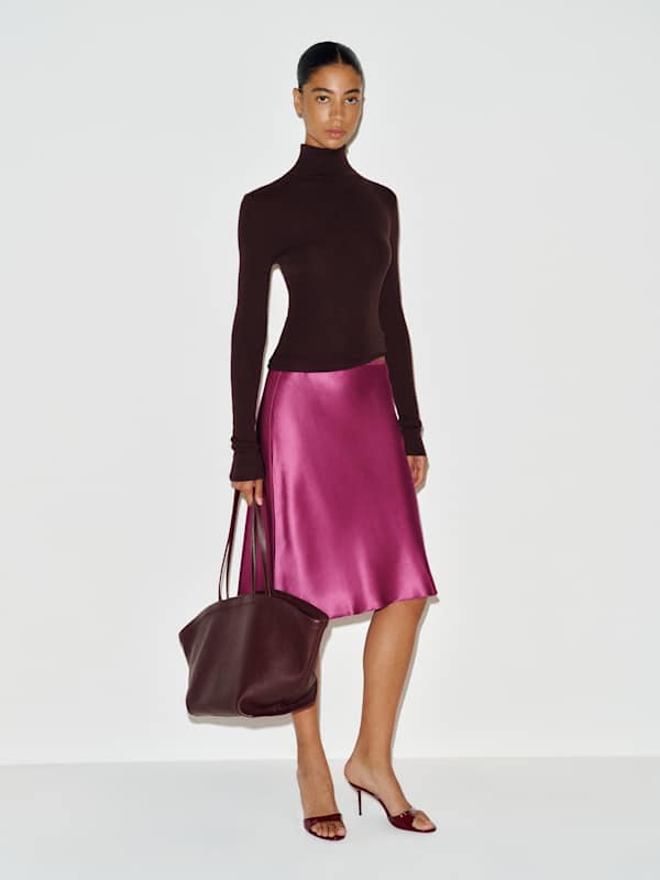 Layla Silk Knee Length Skirt - Hibiscus Tea