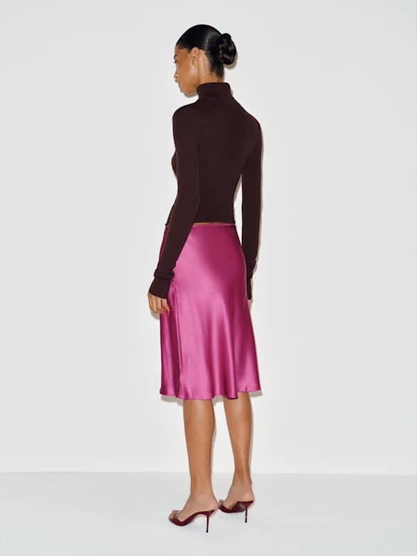 Layla Silk Knee Length Skirt - Hibiscus Tea