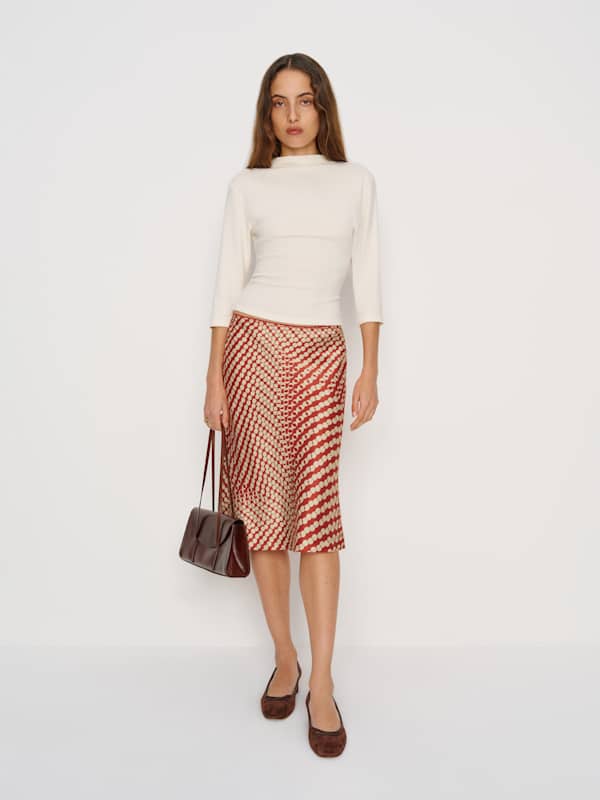 Layla Silk Knee Length Skirt - Mambo