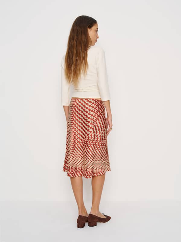 Layla Silk Knee Length Skirt - Mambo