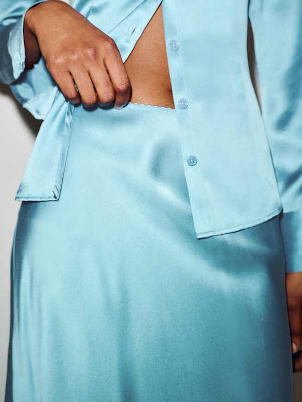 Layla Silk Knee Length Skirt - Siren