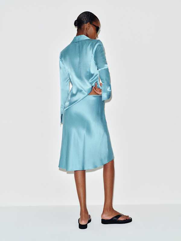 Layla Silk Knee Length Skirt - Siren