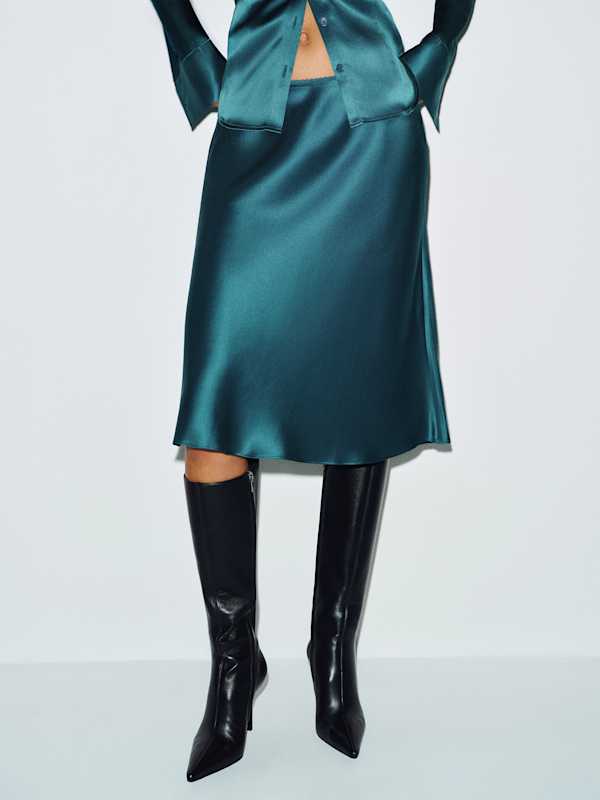 Layla Silk Knee Length Skirt - Vitrine
